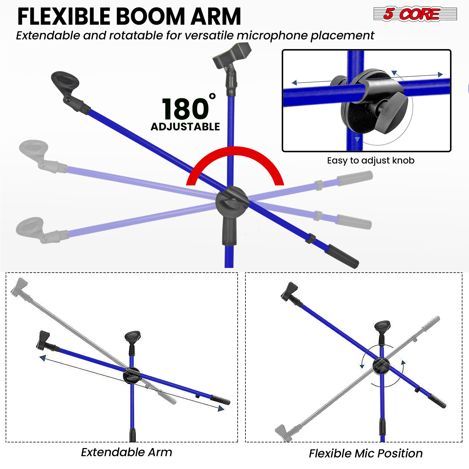 5 Core Mic Stand Floor Height  – обзор и цена Microphone Arm Boom